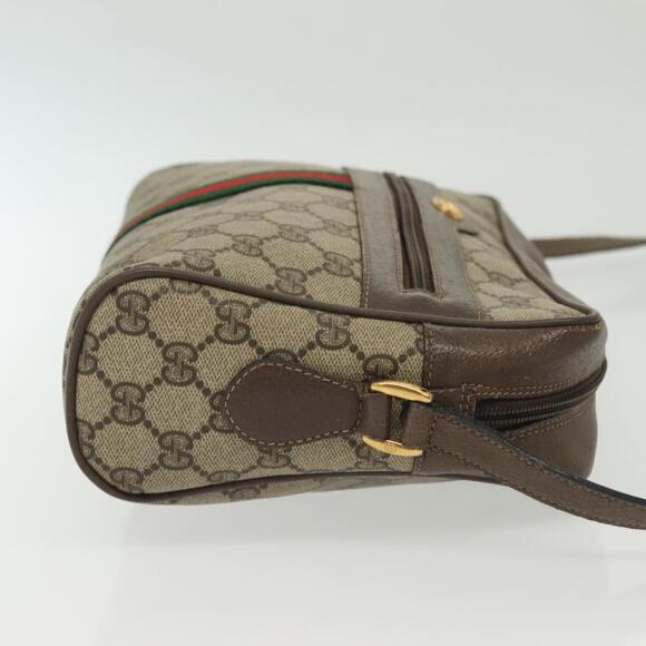 GUCCI GG Supreme Web Sherry Line Shoulder Bag Pvc Beige Gold Red - Picture 4 of 16